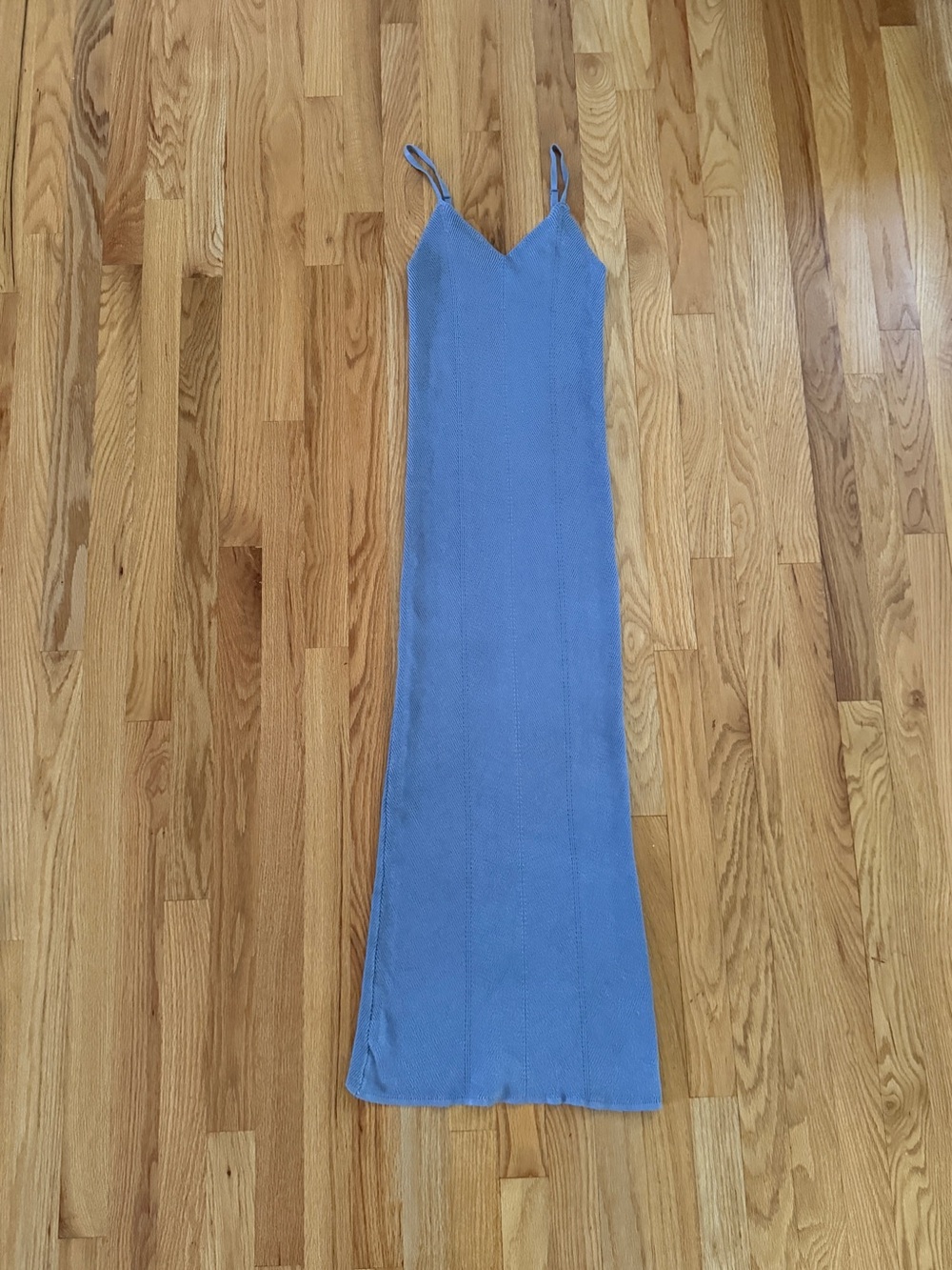 Freshman 1996 Blue Knit Spaghetti Strap Fitted Maxi Dress, Size XS